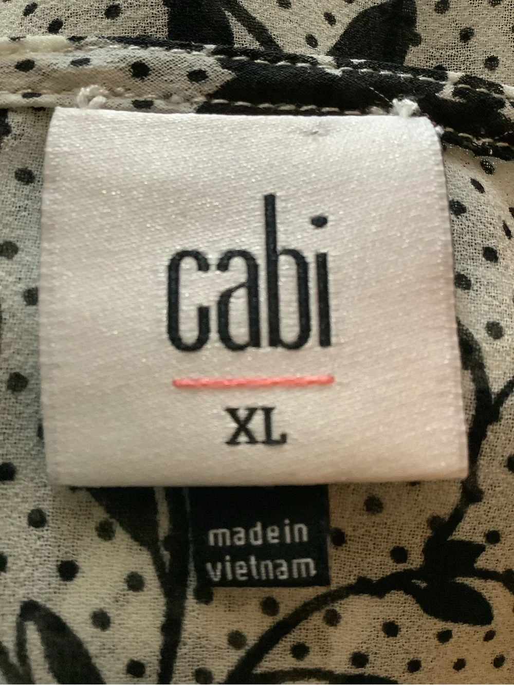 Cabi Black & White Floral Polka Dot Layered Tunic Blouse XL Lace Hem Boho Chic - Picture 9 of 10
